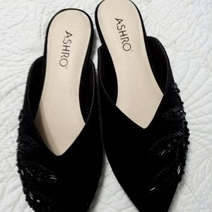Cute flat black sequin mules